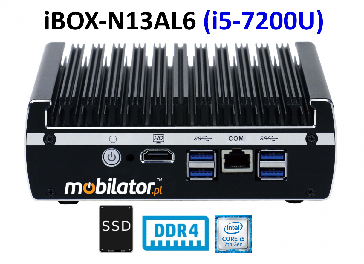 iBOX-N13AL6 (i5-7200U) - Wzmocniony komputer z portem HDMI oraz sześcioma kartami LAN
